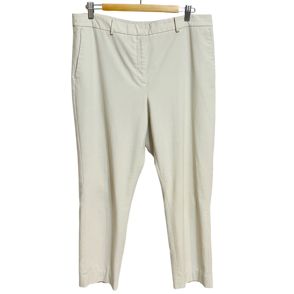 DKNY Cream Pants Size 14 Flat Front Stretch Trousers